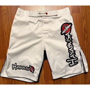 Hayabusa White Shiai Fight Shorts Mens 34 9" MMA Grappling Training BJJ